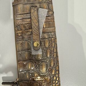 Brahmin credit card wallet Crocodile Embossed Wallet with Gold Accents